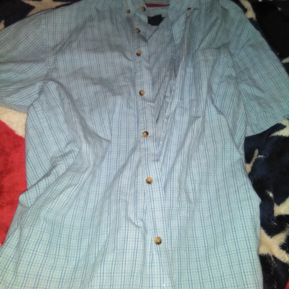Levi Strauss signature premium light blue short sleeve plaid shirt